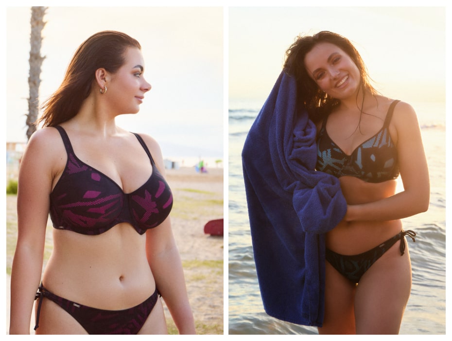Plavková podprsenka Triola,  pro středně velká prsa, Perfect-Fit, pro velká prsa, růžová, tyrkysová